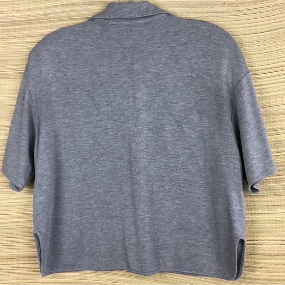 Theory Women's Cropped Polo Shirt in Grey Size S - Picture 7 of 10